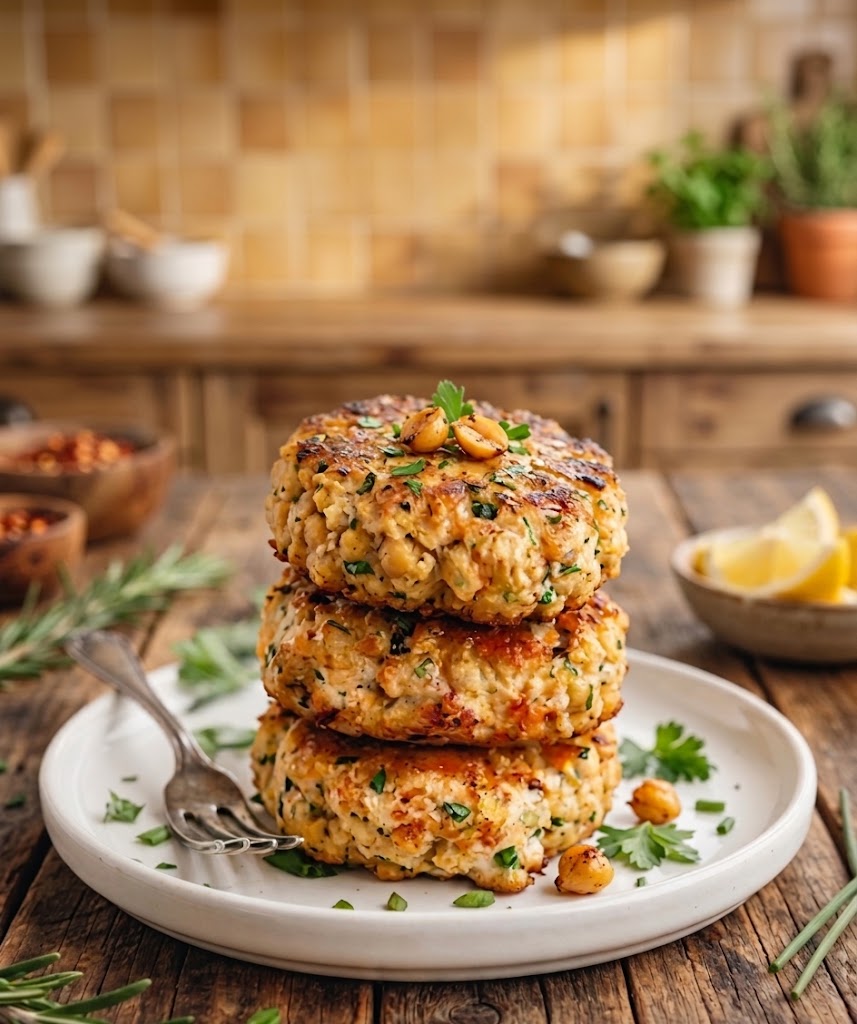 Crispy Chickpea Burger & Roasted Veggie Plate
