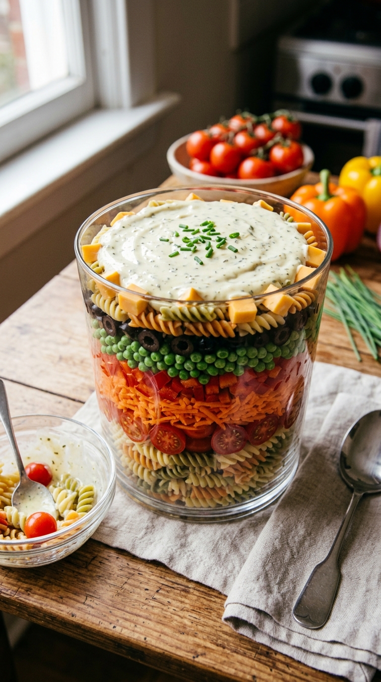 Layered Party Pasta Salad