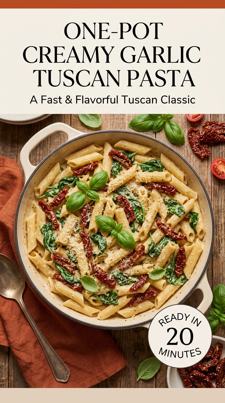 One-Pot Creamy Garlic Tuscan Pasta